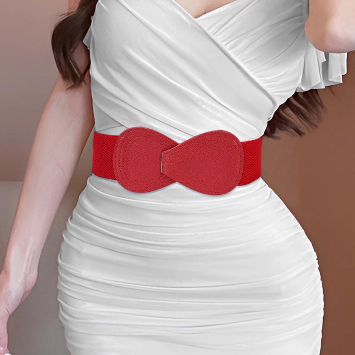 Fashion Belt Red Elastic Waist Cover Wide Belt Women Black Elastic Bow Decoration - Green
