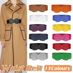 Fashion Belt Red Elastic Waist Cover Wide Belt Women Black Elastic Bow Decoration - Grey