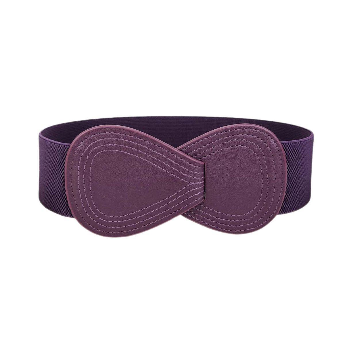 Fashion Belt Red Elastic Waist Cover Wide Belt Women Black Elastic Bow Decoration - Red