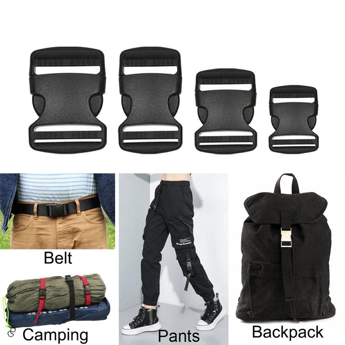 10pcs Black Plastic Buckle Clips for School Bag Backpack Strap Multifunctional - 38mm