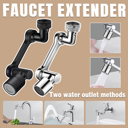 Multifunction Mechanical Arm Faucet Extender Rotatable Sink Tap Adapter Joint - Black