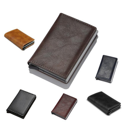 RFID Blocking Leather Card Wallet with Money Clip for Men Credit Holder - Black