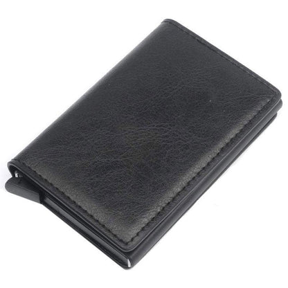 RFID Blocking Leather Card Wallet with Money Clip for Men Credit Holder - Black