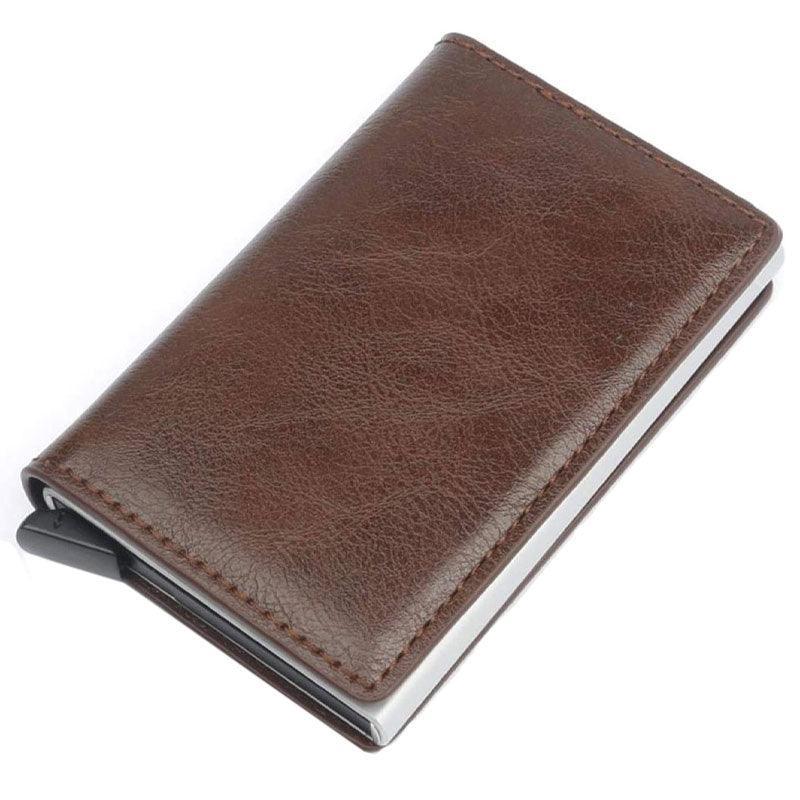 RFID Blocking Leather Card Wallet with Money Clip for Men Credit Holder - Black