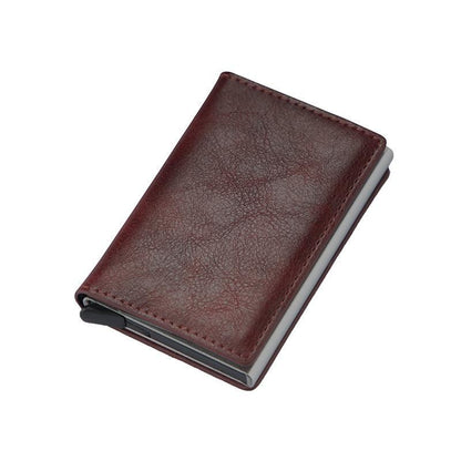 RFID Blocking Leather Card Wallet with Money Clip for Men Credit Holder - Black