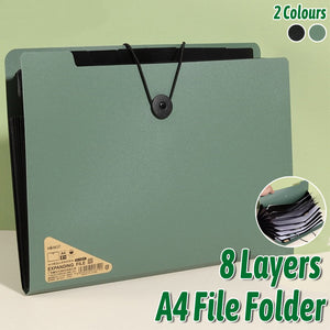 8 Cell File Folder Organizer Bag Test Paper Storage Document Holder School Office - Black