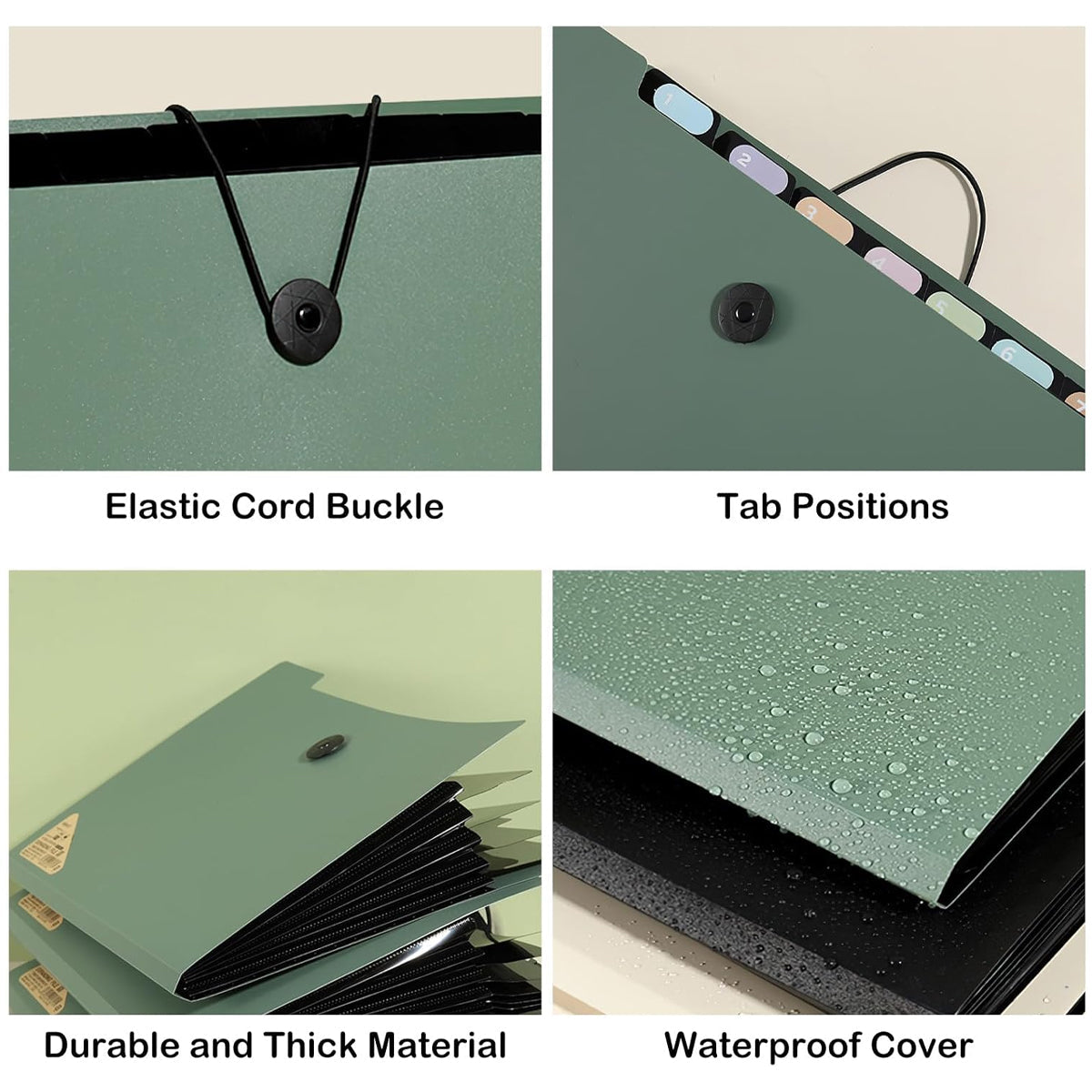 8 Cell File Folder Organizer Bag Test Paper Storage Document Holder School Office - Black