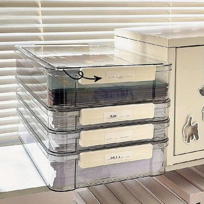 Large Capacity A4 File Storage Box Transparent Plastic Document Organizer Case - Small