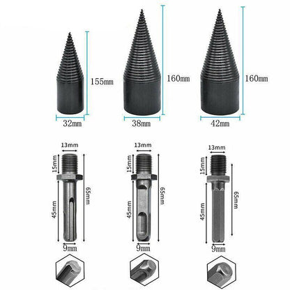 32-42Mm High Speed Twist Firewood Drill Bit Wood Splitting Splitter Cone Driver - 32MM