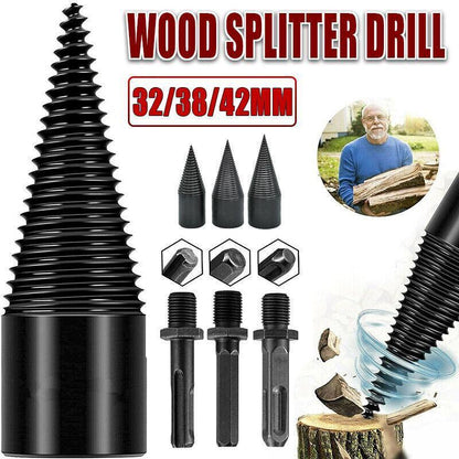 32-42Mm High Speed Twist Firewood Drill Bit Wood Splitting Splitter Cone Driver - 38MM