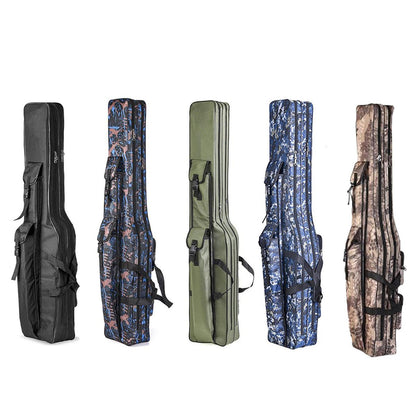 130cm Big Belly Fishing Tackle Bag Rod Storage Carry Case Outdoor Fishing Bag - Deep blue camouflage