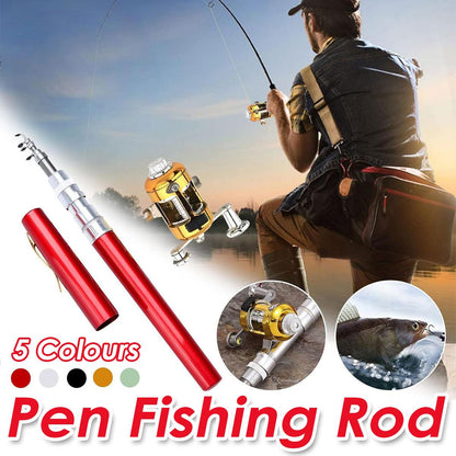 Mini Pen Fishing Rod Pocket Size Portable Telescopic Travel Fishing Pole Tool - Silver - Factory Direct Shop