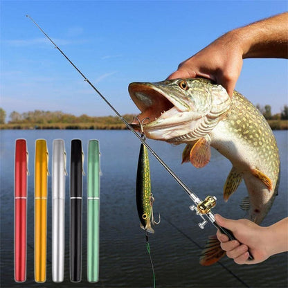 Mini Pen Fishing Rod Pocket Size Portable Telescopic Travel Fishing Pole Tool - Silver - Factory Direct Shop