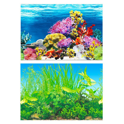 Aquarium Background Fish Tank Wallpaper Double Sided Decoration Sticker Paper - H-40cmx62cm