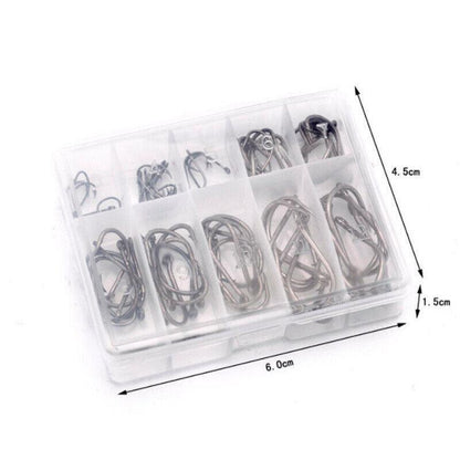Fishing Hooks Octopus Style 100pcs Chemically Sharpened Assorted Sizes 3-12 - Gold