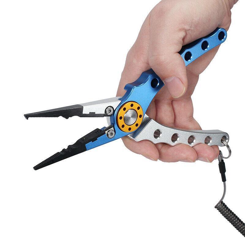 Aluminium Fishing Pliers Hook Removal Line Cutting Mono Braid Fish Grip Au Stock - Blue+Red