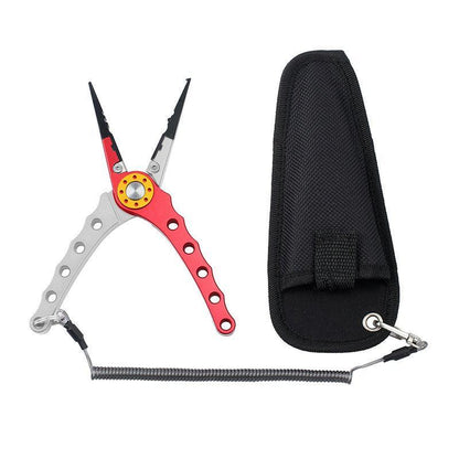Aluminium Fishing Pliers Hook Removal Line Cutting Mono Braid Fish Grip Au Stock - Red+Silver