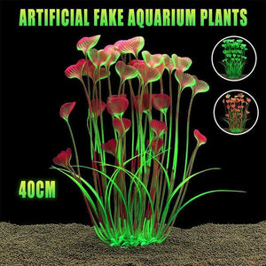 Aquarium 40Cm Artificial Simulation Water Plants Fish Tank Plant Grass Decor Au - Red