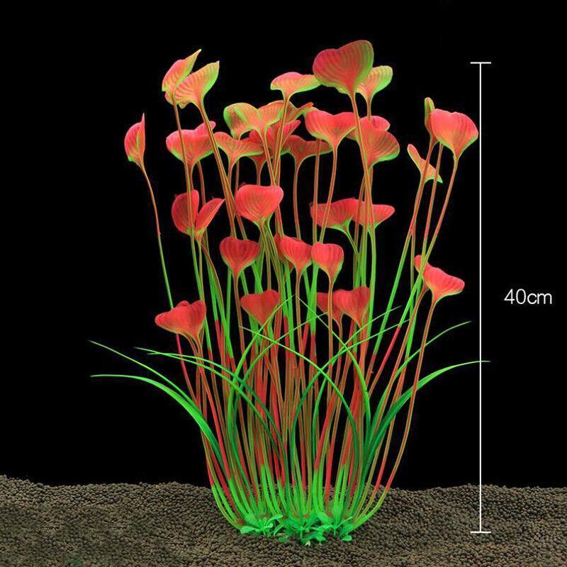 Aquarium 40Cm Artificial Simulation Water Plants Fish Tank Plant Grass Decor Au - Red