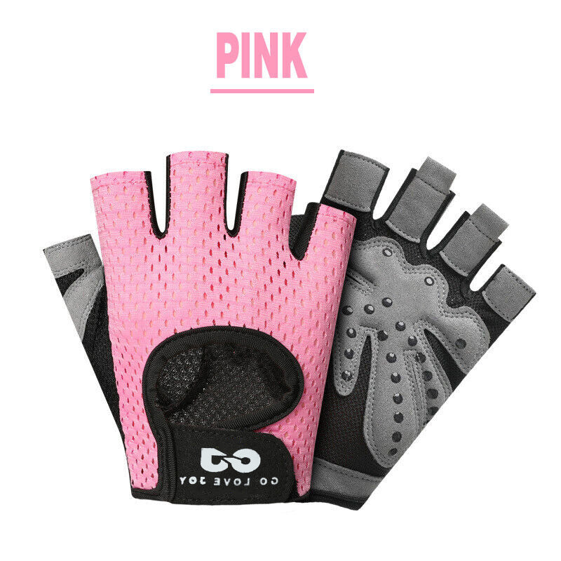 L Size Women Fitness Gym Training Gloves Half Finger Gel Weight Lifting Workout Gloves - Black