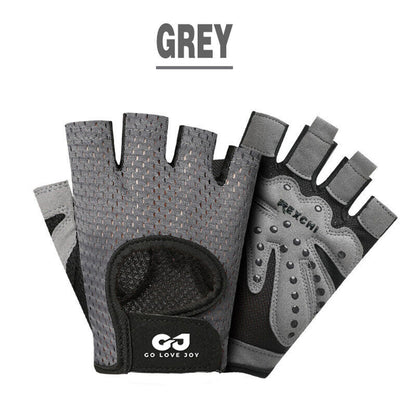 L Size Women Fitness Gym Training Gloves Half Finger Gel Weight Lifting Workout Gloves - Black