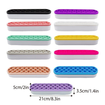 Silicone Makeup Organizer Cosmetic Storage Box Lipstick Brush Holder Desktop Box - Blue
