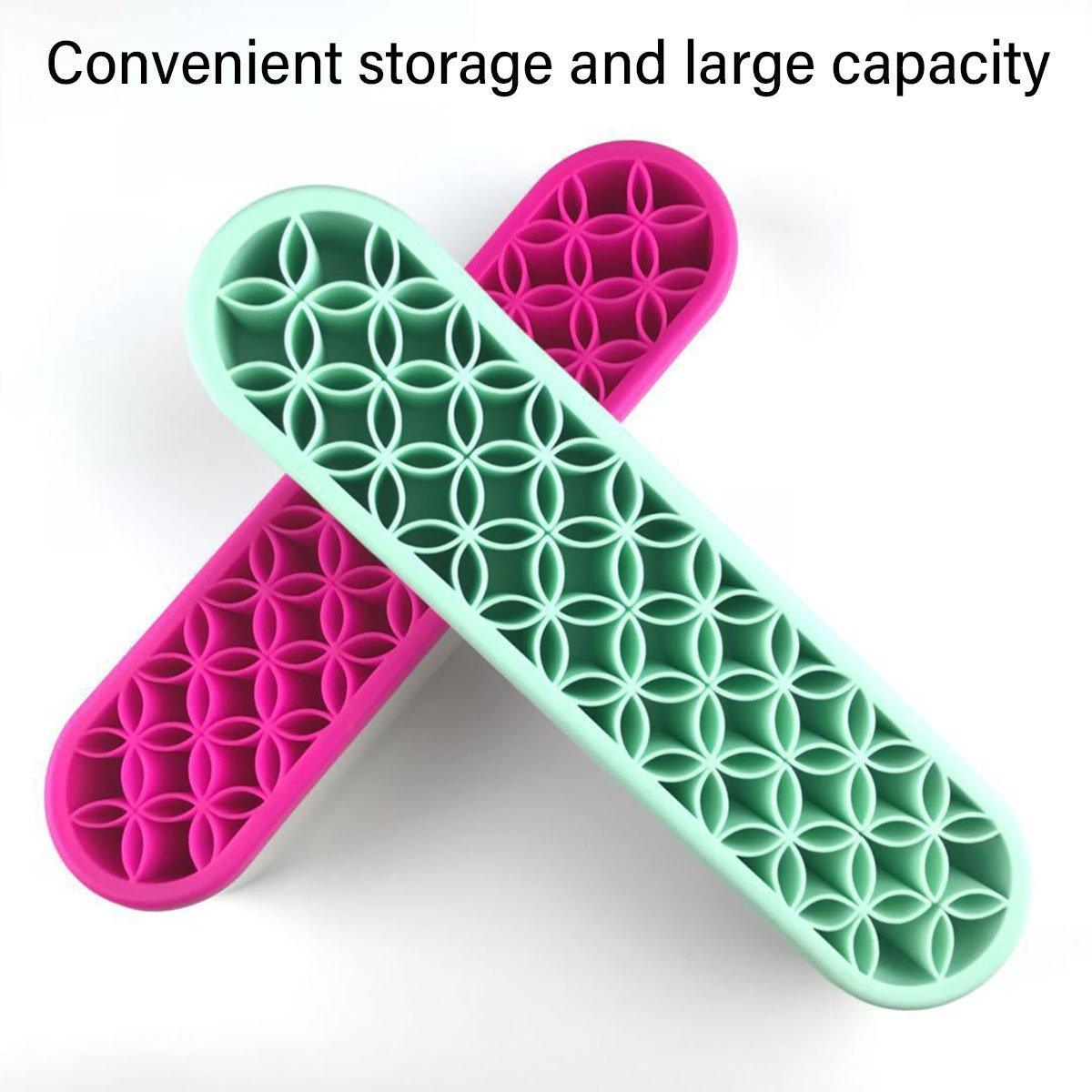 Silicone Makeup Organizer Cosmetic Storage Box Lipstick Brush Holder Desktop Box - Flesh Pink