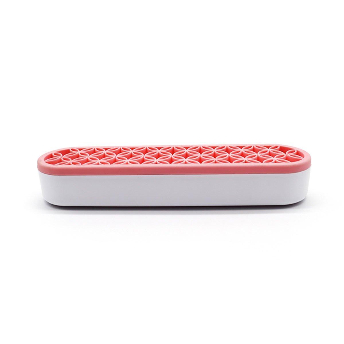 Silicone Makeup Organizer Cosmetic Storage Box Lipstick Brush Holder Desktop Box - Flesh Pink