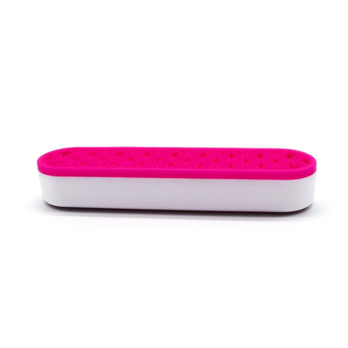 Silicone Makeup Organizer Cosmetic Storage Box Lipstick Brush Holder Desktop Box - Flesh Pink