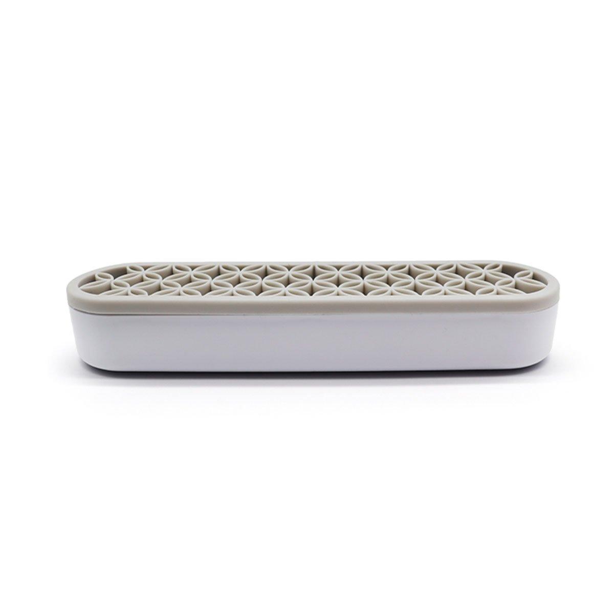 Silicone Makeup Organizer Cosmetic Storage Box Lipstick Brush Holder Desktop Box - Light Grey