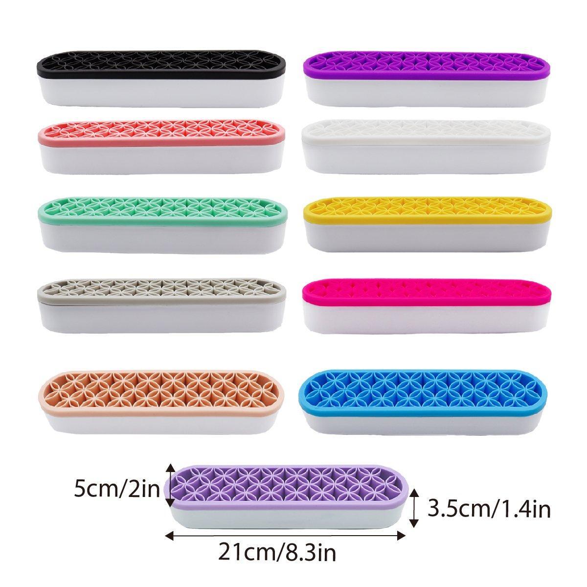 Silicone Makeup Organizer Cosmetic Storage Box Lipstick Brush Holder Desktop Box - Pink