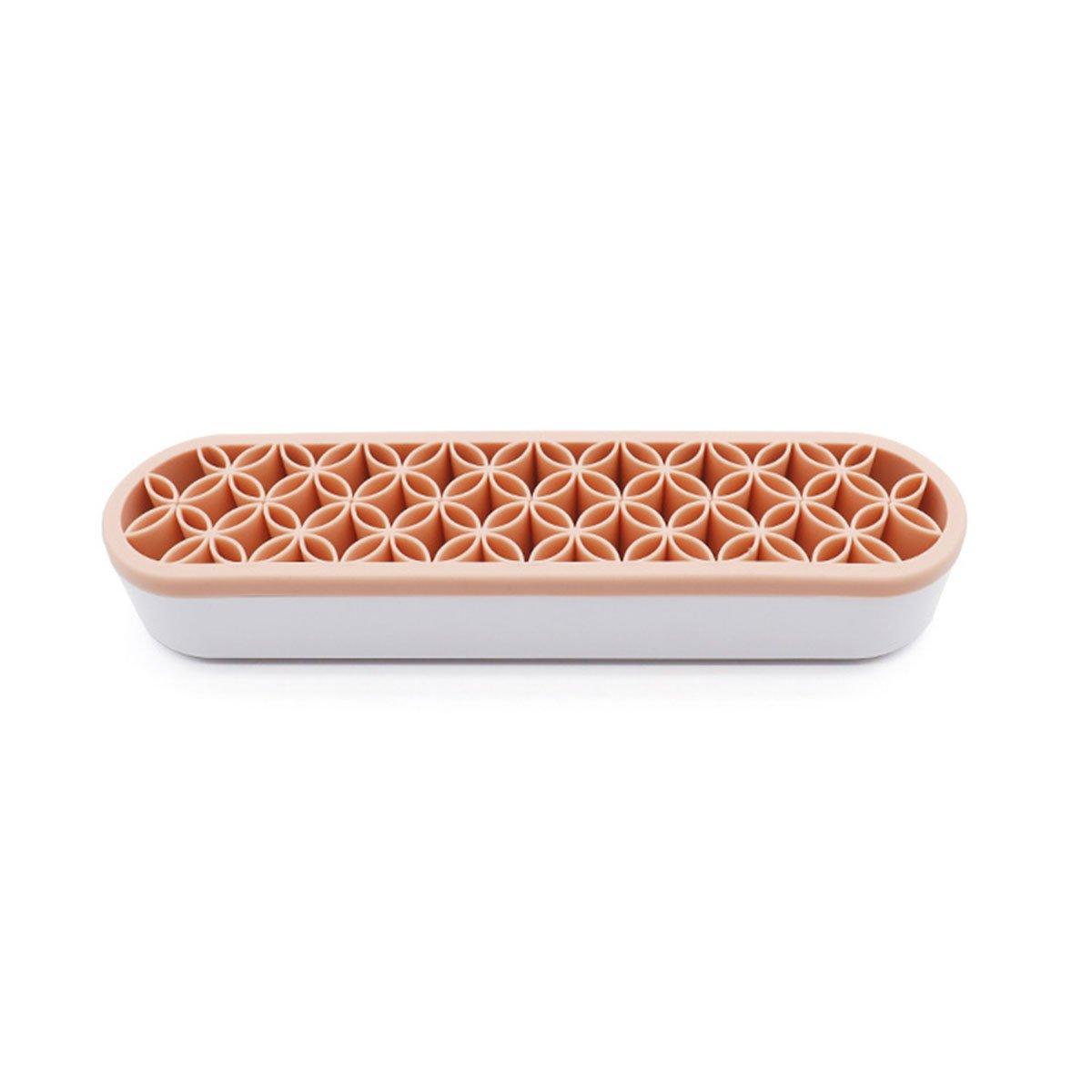 Silicone Makeup Organizer Cosmetic Storage Box Lipstick Brush Holder Desktop Box - Pink