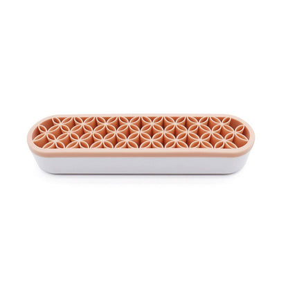 Silicone Makeup Organizer Cosmetic Storage Box Lipstick Brush Holder Desktop Box - Pink