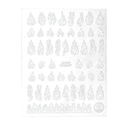 3D Flame Nail Stickers Fire Design Manicure Decals Self Adhesive Nail Art Sheet - Black