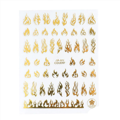 3D Flame Nail Stickers Fire Design Manicure Decals Self Adhesive Nail Art Sheet - White