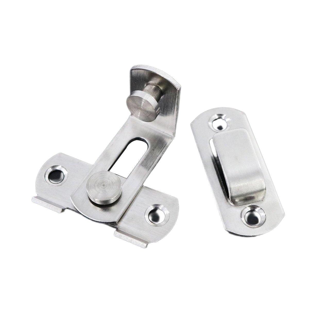 2 Sets 90 Degree Sliding Door Latch Lock Catch Kit for Home Use - Flat-Black-L