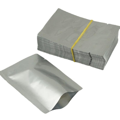 Silver Open Top Aluminum Foil Packaging Bags Heat Seal Vacuum Food Pouches - 20X30CM