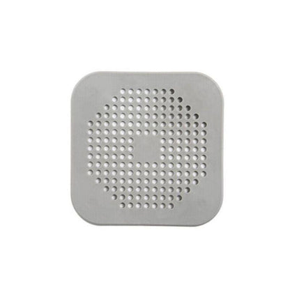 2X Square Drain Cover For Shower Drain Hair Catcher Flat Silicone Plug For Bath - Grey