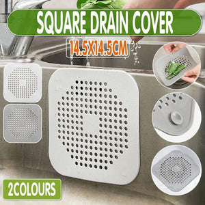 2X Square Drain Cover For Shower Drain Hair Catcher Flat Silicone Plug For Bath - White