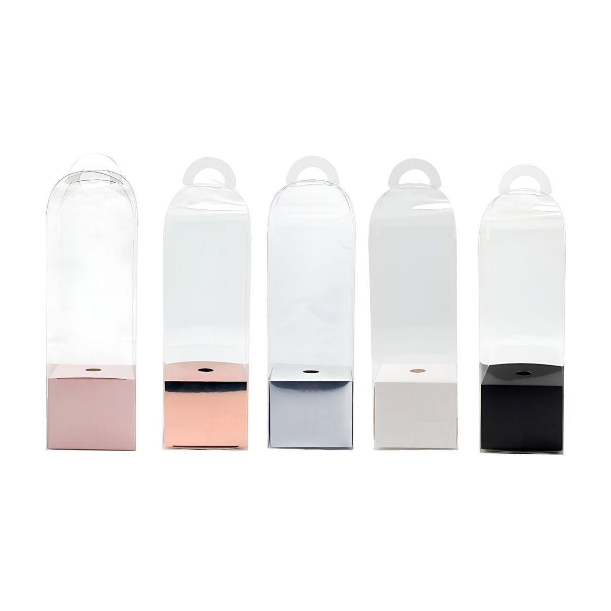 10pcs Bouquet Packaging Transparent PVC Flower Box Portable Floral Gift Boxes - Black