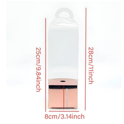 10pcs Bouquet Packaging Transparent PVC Flower Box Portable Floral Gift Boxes - Black