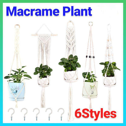 Macrame Plant Flower Pot Holder Hanger Hanging Planter Basket Hemp Rope Braided - #15