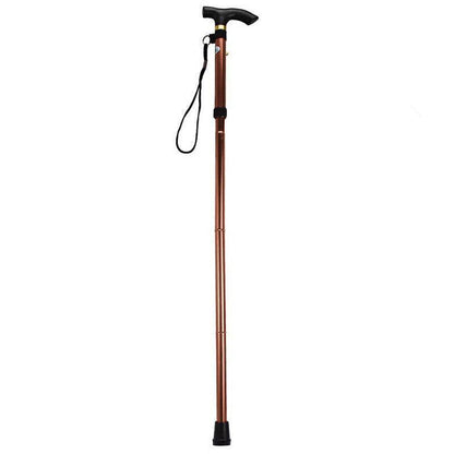 Folding Walking Stick Travel Cane Adjustable Height 82 to 92cm Aluminium Anti Slip - Silver