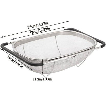 Stainless Steel Telescopic Sink Basket Multi Purpose Fruit Vegetable Strainer