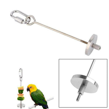 Pet Stainless Steel Bird Parrot Cage Skewer Food Meat Stick Spear Fruit Holder - 20CM