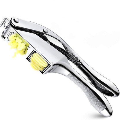 Multifunctional Garlic Press Aluminum Alloy Two-in-One Garlic Cutter Masher Tool