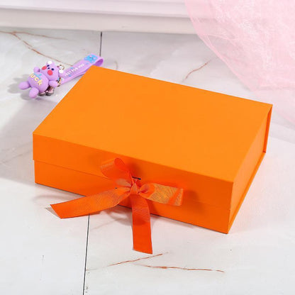 5X Medium Premium Gift Boxes with Ribbon Multi-Color Hamper Packaging Set - Orange