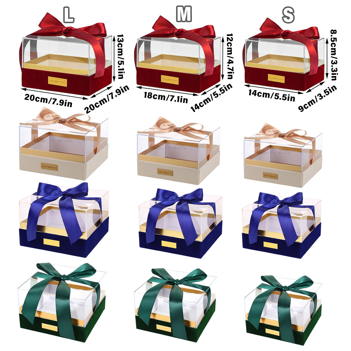 Acrylic Gift Box Clear Souvenir Display Case Bow Storage Container for Packaging - Red - M