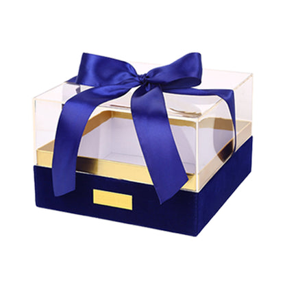 Acrylic Gift Box Clear Souvenir Display Case Bow Storage Container for Packaging - Red - M