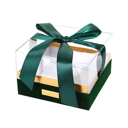 Acrylic Gift Box Clear Souvenir Display Case Bow Storage Container for Packaging - Red - M
